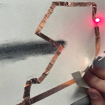 I tested if the circuit worked and it did but stopped conducting so i tested if there was something that was affecting my circuit by testing with more tape. 